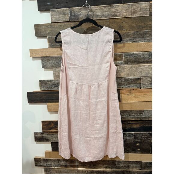 Terzo Millennio pink 100% linen decor button shift dress size Medium - Picture 2 of 7